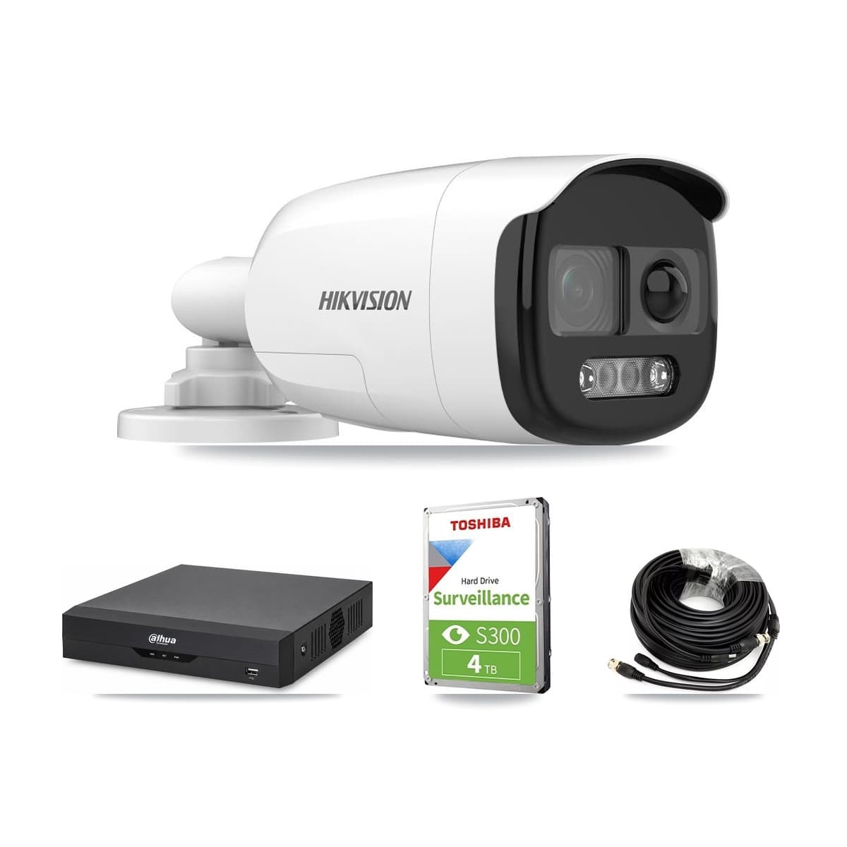 Hikvision & Dahua 4-Channel 5MP CCTV Kit — 3 DS-2CE12KF3T Bullet Cameras + 4TB Recording