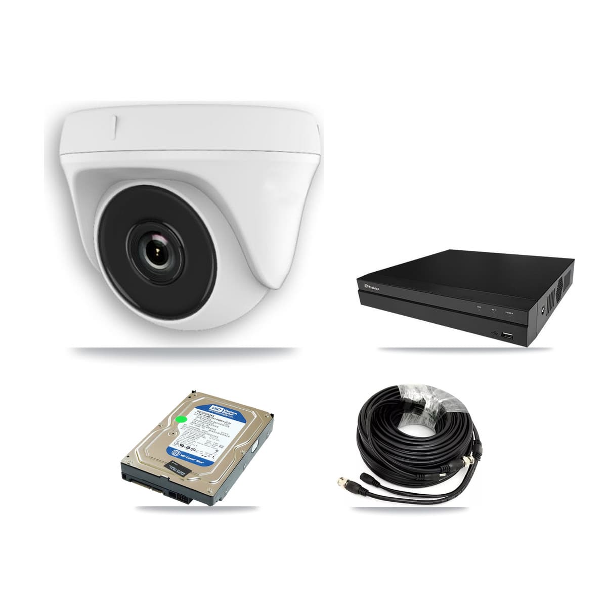 Prolux 8-Channel 2MP CCTV Kit — 1 White Dome Camera + 500GB Recording (PXD-5208AN Recorder)