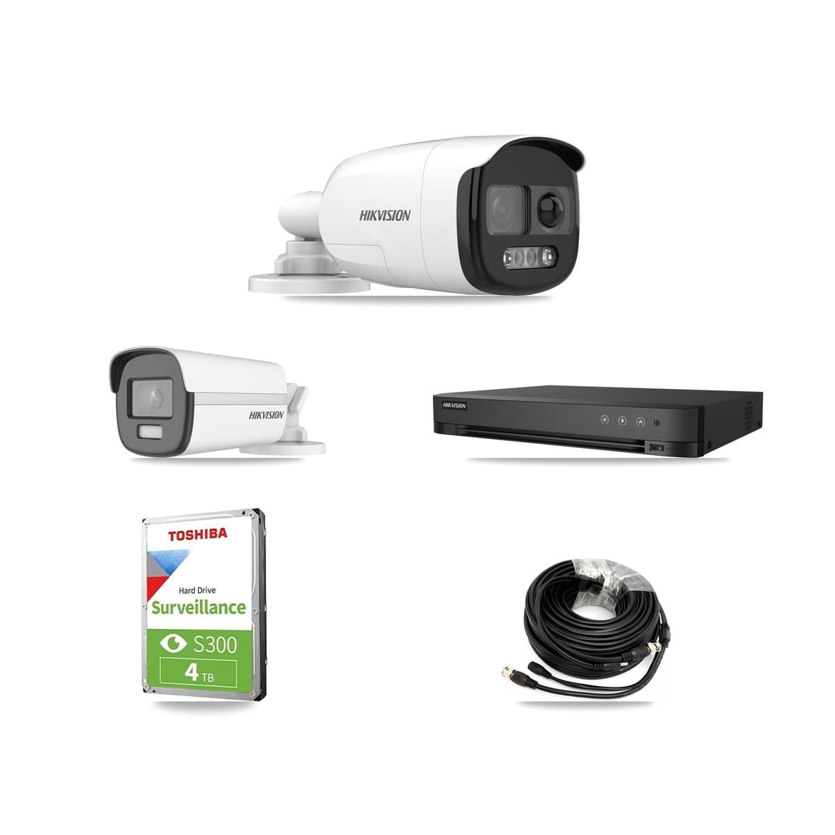 Hikvision 4-Channel 5MP – 4K CCTV Kit — 1 5MP + 1 4K Bullet Cameras + 4TB Recording (DS-7204HUHI Recorder)