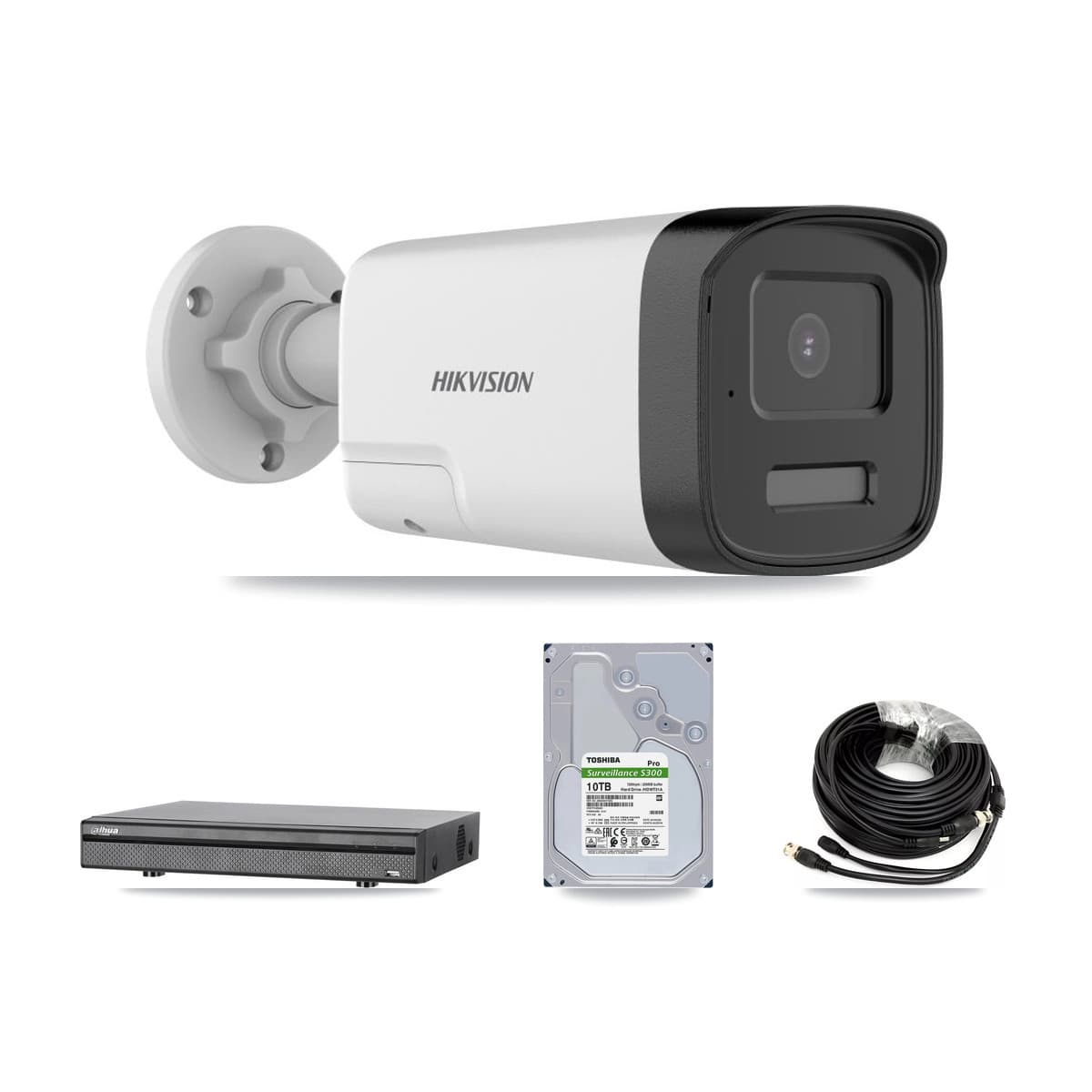 Hikvision & Dahua 8-Channel 5MP CCTV Kit — 8 DS-2CE17K0T Bullet Cameras + 10TB Recording (DH-XVR5108H Recorder) - Image 1