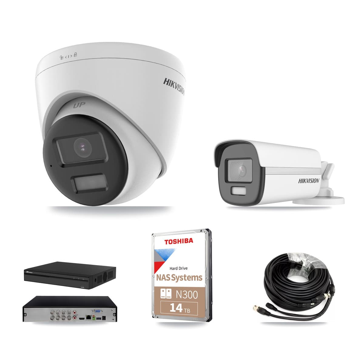 Hikvision & Prolux 8-Channel 4K CCTV Kit — 1 DS-2CE12UF3T Bullet + 5 DS-2CE78U0T Turret Cameras + 14TB Recording
