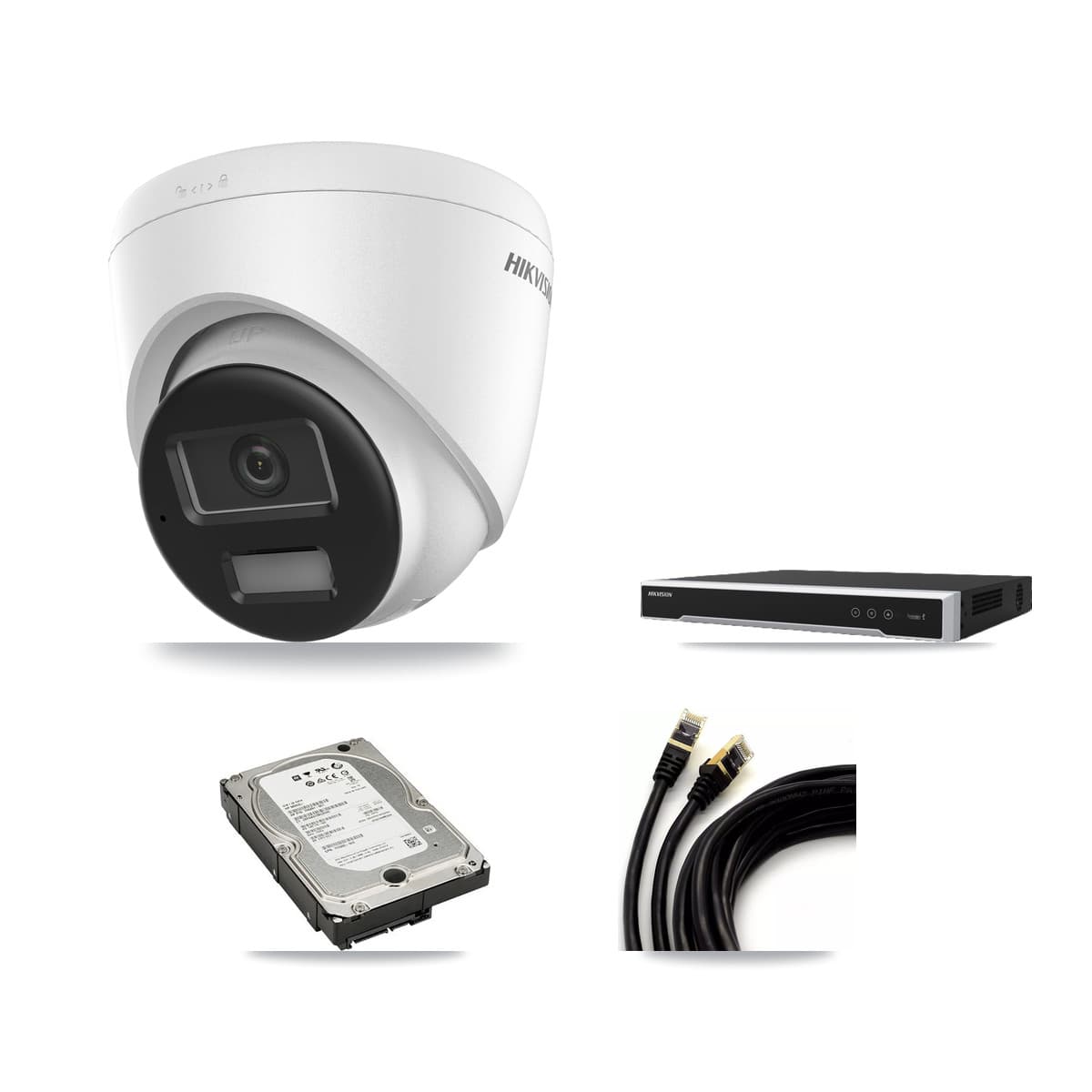 Hikvision 16-Channel 4K CCTV Kit — 2 DS-2CD1383G2-LIU Turret Cameras + 5TB Recording (DS-7616NI-M2/16P Recorder) - Image 1