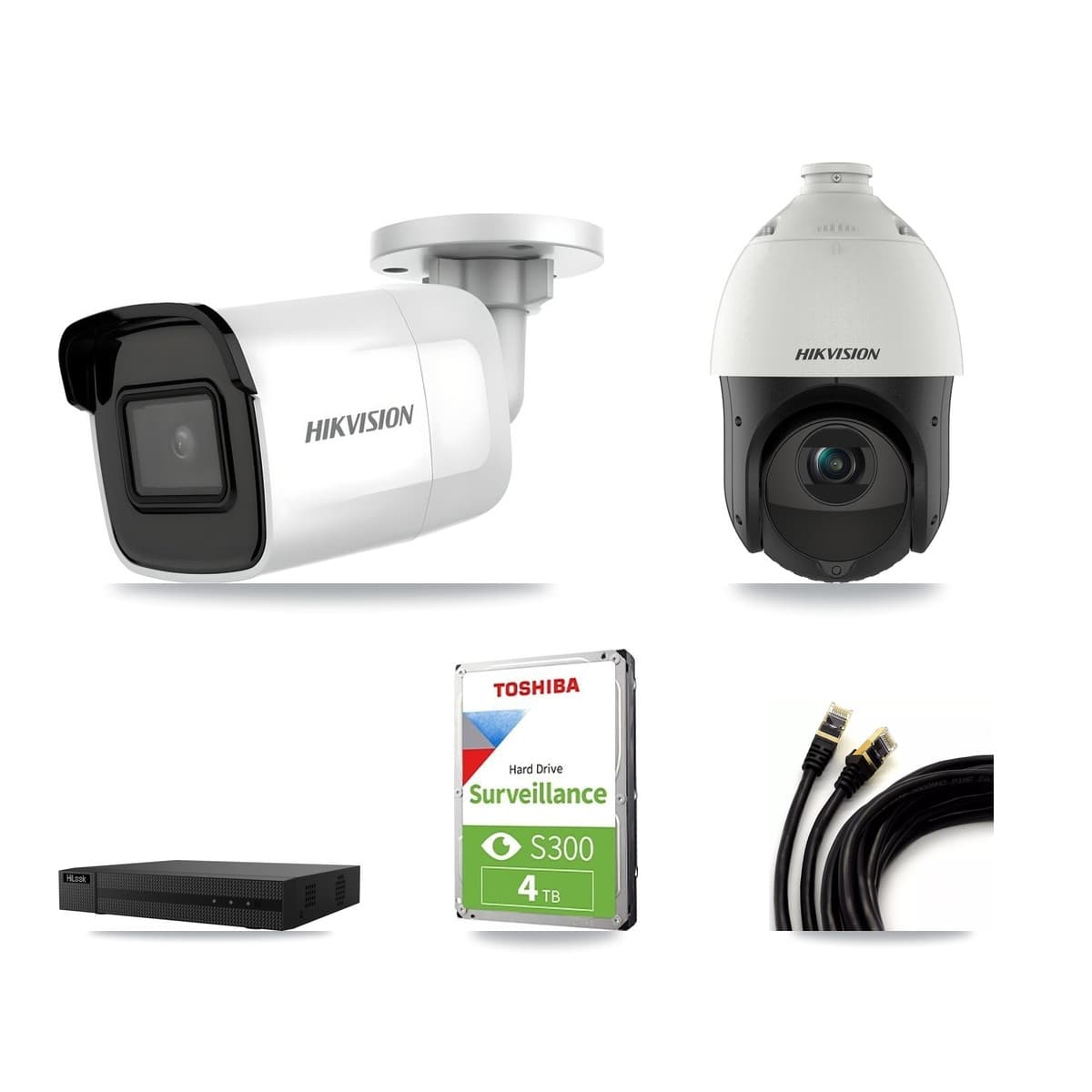 Hikvision & HiLook 8-Channel 4MP – 4K CCTV Kit — 1 4K Bullet + 1 4MP PTZ Cameras + 4TB Recording - Image 1