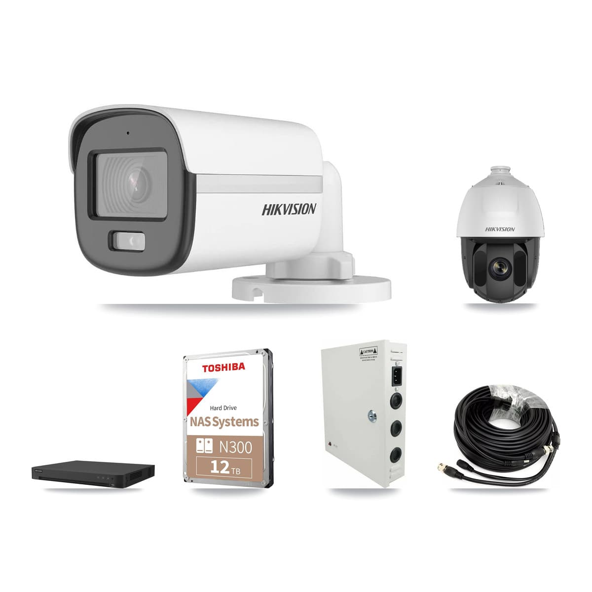 Hikvision 32-Channel 2MP – 5MP CCTV Kit — 7 DS-2AE5225TI 2MP PTZ + 14 DS-2CE12KF0T 5MP Bullet Cameras + 2× 12TB Recording - Image 1