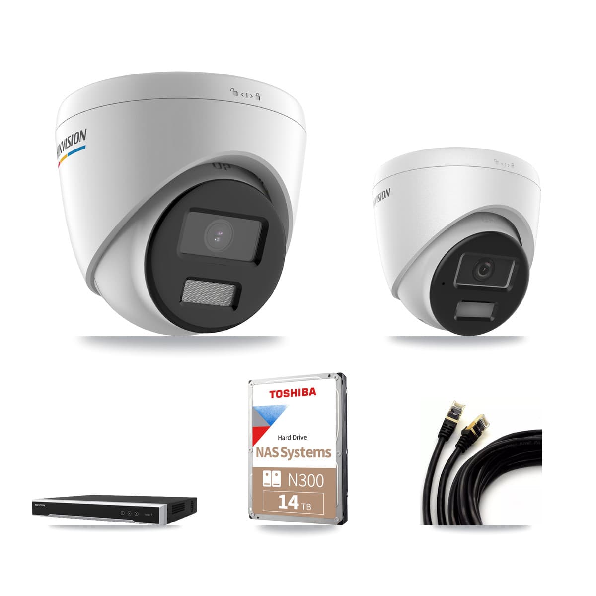 Hikvision 16-Channel 2MP – 4MP CCTV Kit — 11 2MP + 5 4MP Turret Cameras + 14TB Recording