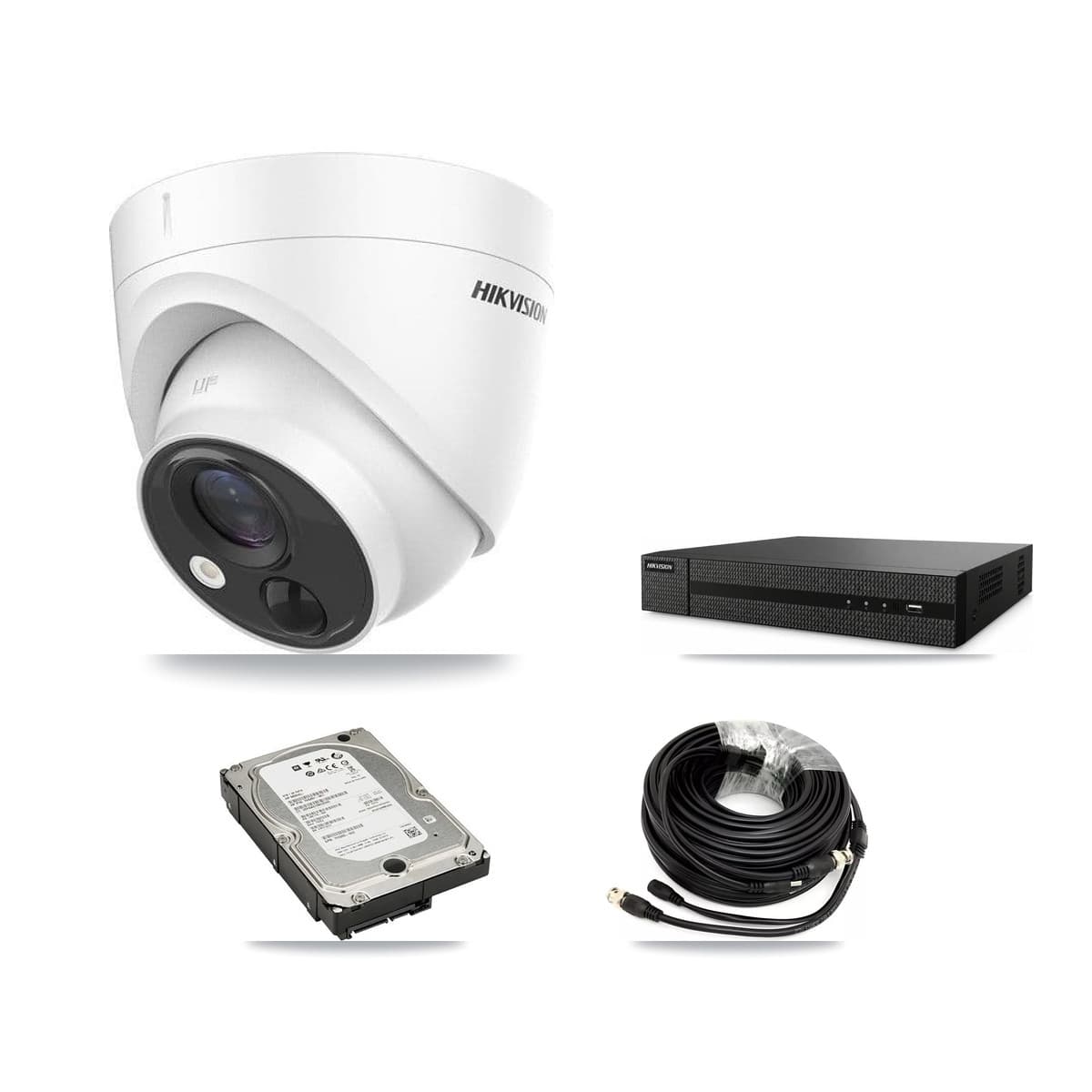 Hikvision 8-Channel 5MP CCTV Kit — 4 DS-2CE71H0T Turret Cameras + 5TB Recording (DVR-8CH Recorder) - Image 1