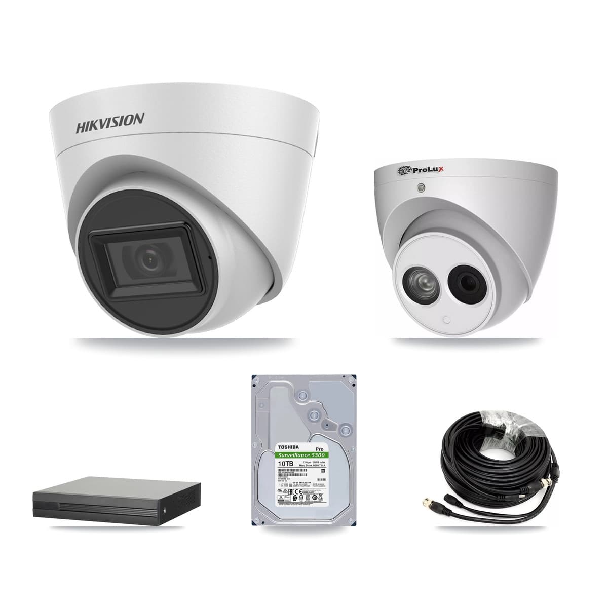 Hikvision & Prolux 16-Channel 4MP – 5MP CCTV Kit — 6 White 5MP + 1 4MP Turret Cameras + 10TB Recording (XVR-3116HS Recorder) - Image 1