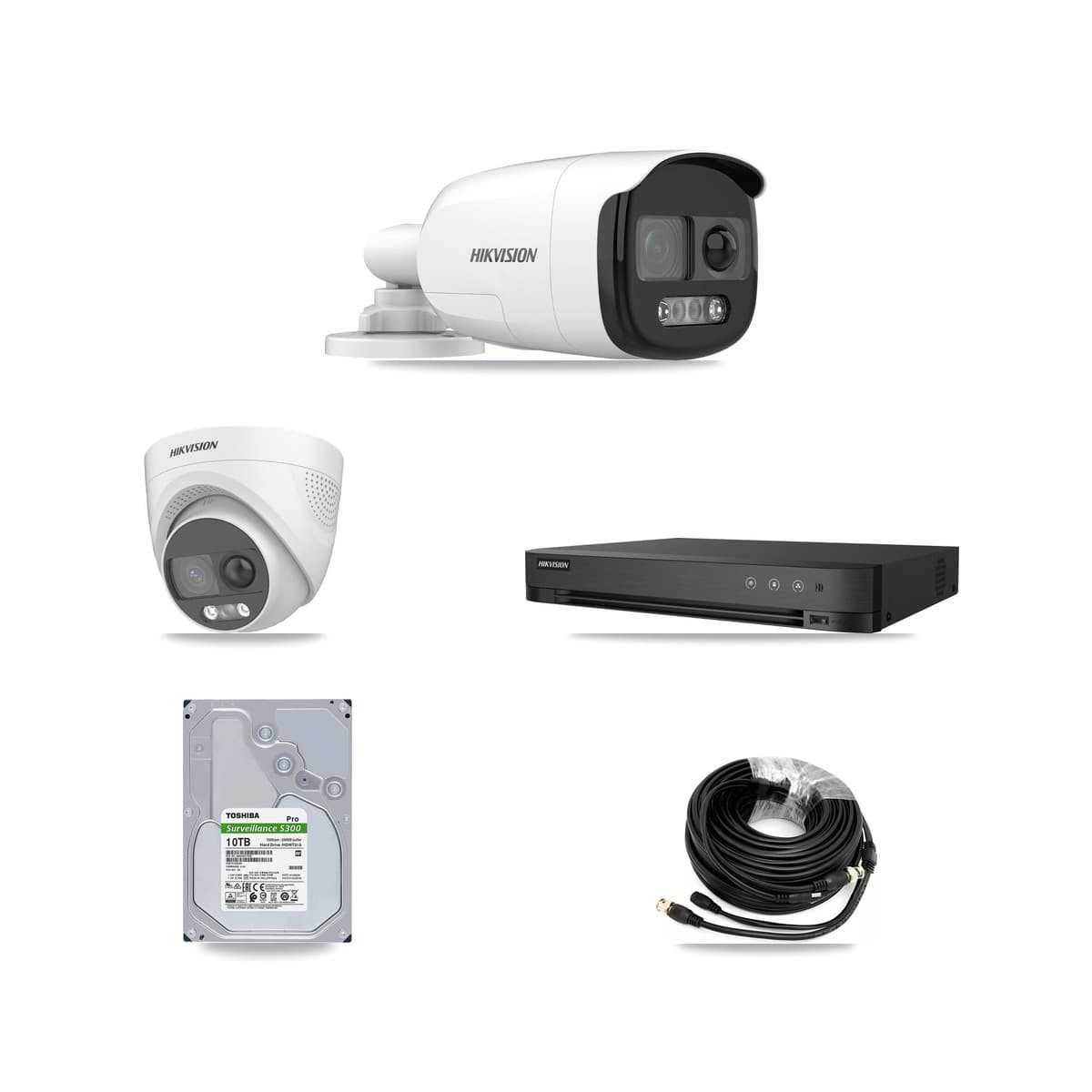 Hikvision 4-Channel 5MP CCTV Kit — 3 DS-2CE12KF3T Bullet + 1 DS-2CE72KF3T Turret Cameras + 10TB Recording