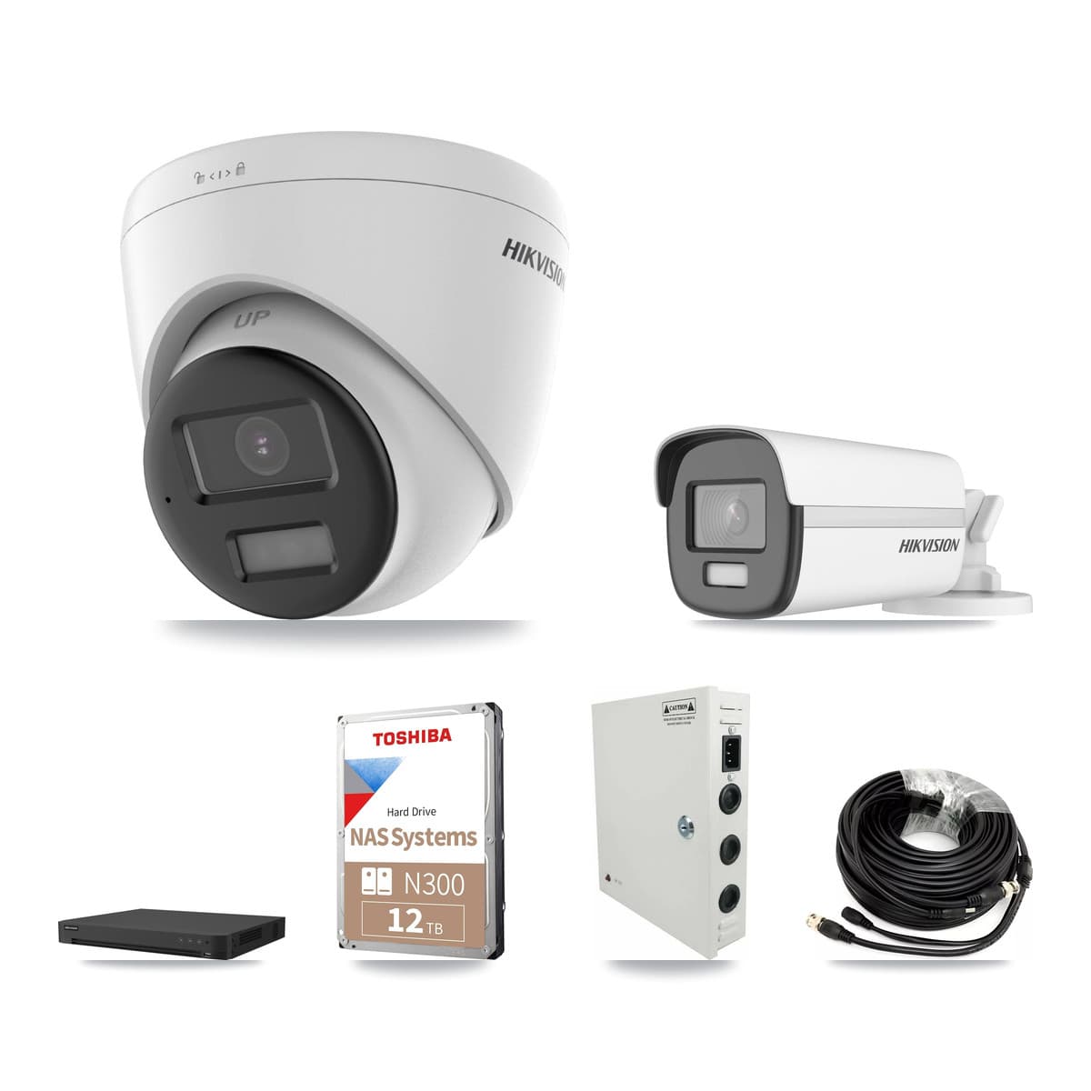 Hikvision 16-Channel 4K CCTV Kit — 1 DS-2CE12UF3T Bullet + 11 DS-2CE78U0T Turret Cameras + 2× 12TB Recording