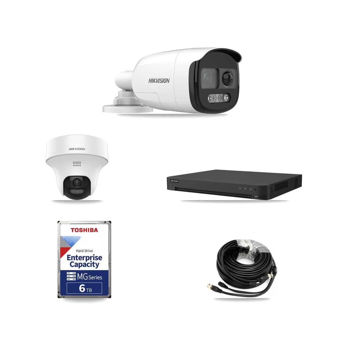 Hikvision 16-Channel 5MP CCTV Kit — 1 DS-2CE12KF3T Bullet + 1 DS-2CE70K0T Turret Cameras + 6TB Recording (IDS-7216HUHI Recorder) - Image 1