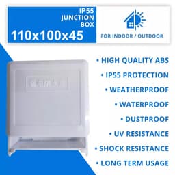 IP65 Waterproof Outdoor Junction Box - PVC Adaptable Enclosure (110x100x45mm, Grey)