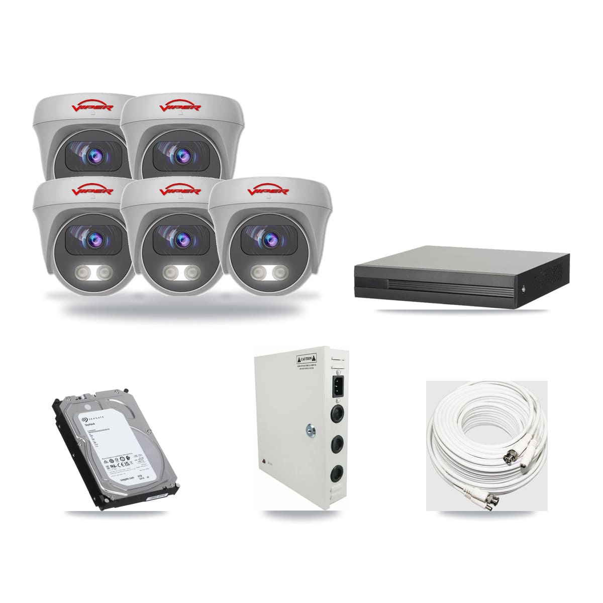 16-channel CCTV kit: 5 cameras (5× 5MP Camera), 6TB hard drive