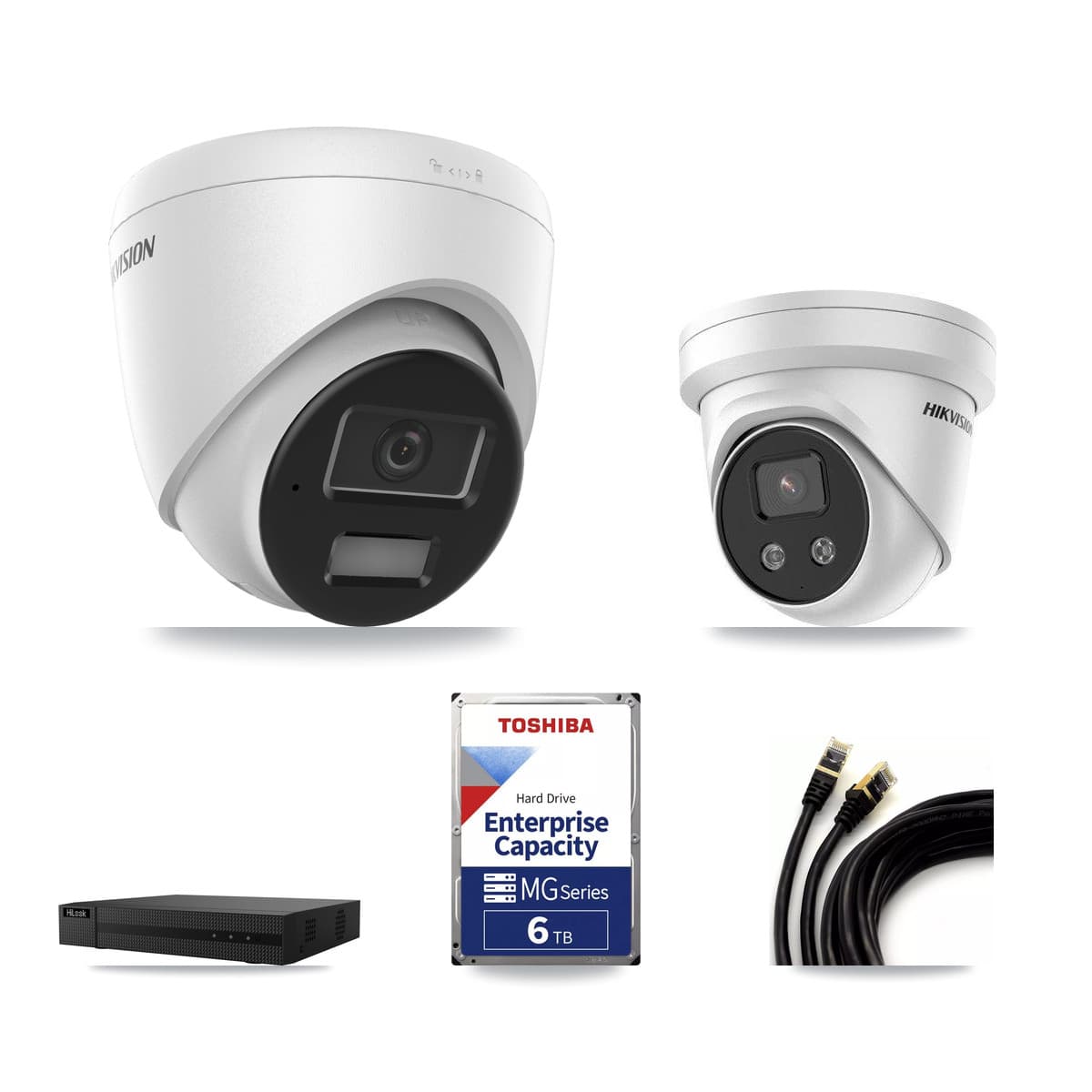 Hikvision & HiLook 8-Channel 4MP – 5MP CCTV Kit — 6 4MP + 2 5MP Turret Cameras + 6TB Recording (NVR-108MH-D Recorder)