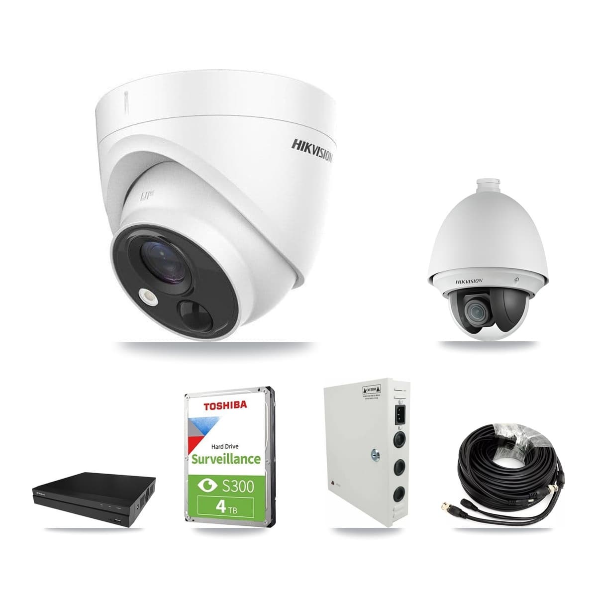 Hikvision & Prolux 8-Channel 2MP – 5MP CCTV Kit — 1 DS-2AE4225T 2MP PTZ + 2 DS-2CE71H0T 5MP Turret Cameras + 4TB Recording - Image 1