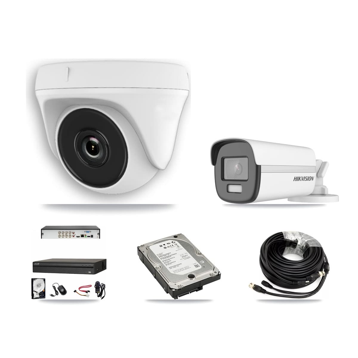 Hikvision & Dahua 8-Channel 2MP – 4K CCTV Kit — 1 4K Bullet + 4 White 2MP Dome Cameras + 5TB Recording (XVR-3108AD Recorder)