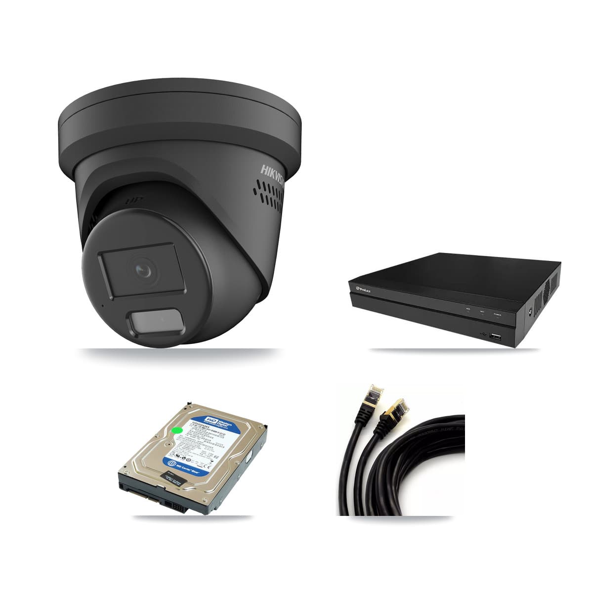 Hikvision & Prolux 8-Channel 4MP CCTV Kit — 1 Black Turret Camera + 500GB Recording