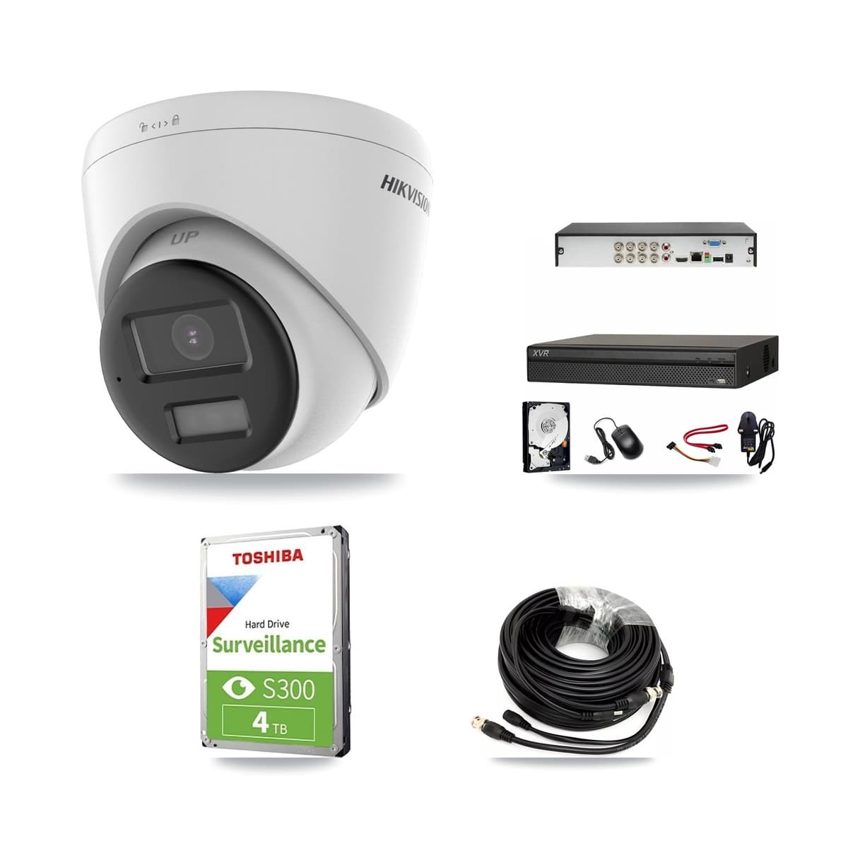 Hikvision & Dahua 8-Channel 5MP – 4K CCTV Kit — 1 DS-2CE78K0T-LPTS 5MP + 1 DS-2CE78U0T-LPTS 4K Turret Cameras + 4TB Recording (XVR-3108AD-4K Recorder) - Image 1
