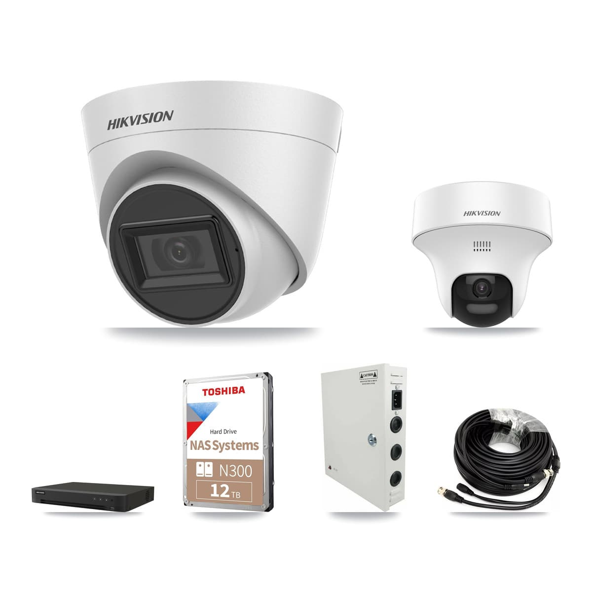Hikvision 16-Channel 5MP CCTV Kit — 1 DS-2CE70K0T + 11 DS-2CE78H0T Turret Cameras + 12TB Recording