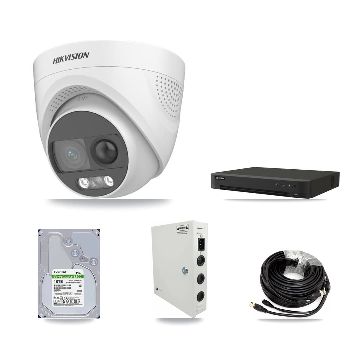 Hikvision 16-Channel 5MP CCTV Kit — 16 DS-2CE72KF3T Turret Cameras + 10TB Recording (IDS-7216HQHI Recorder)