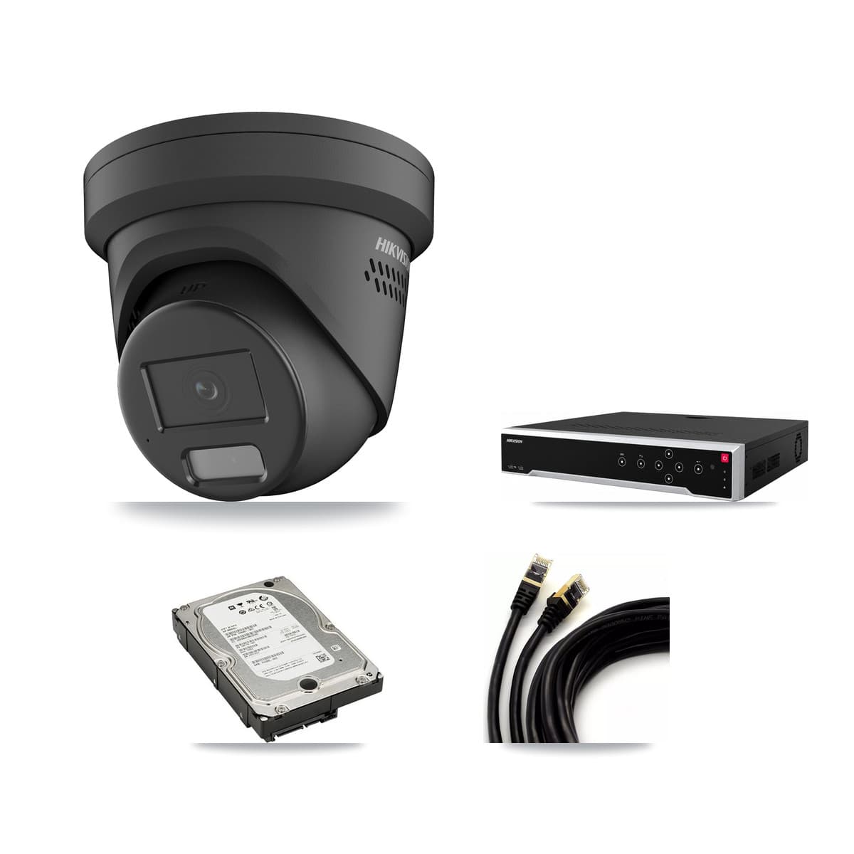 Hikvision 32-Channel 4MP CCTV Kit — 4 Black Turret Cameras + 5TB Recording