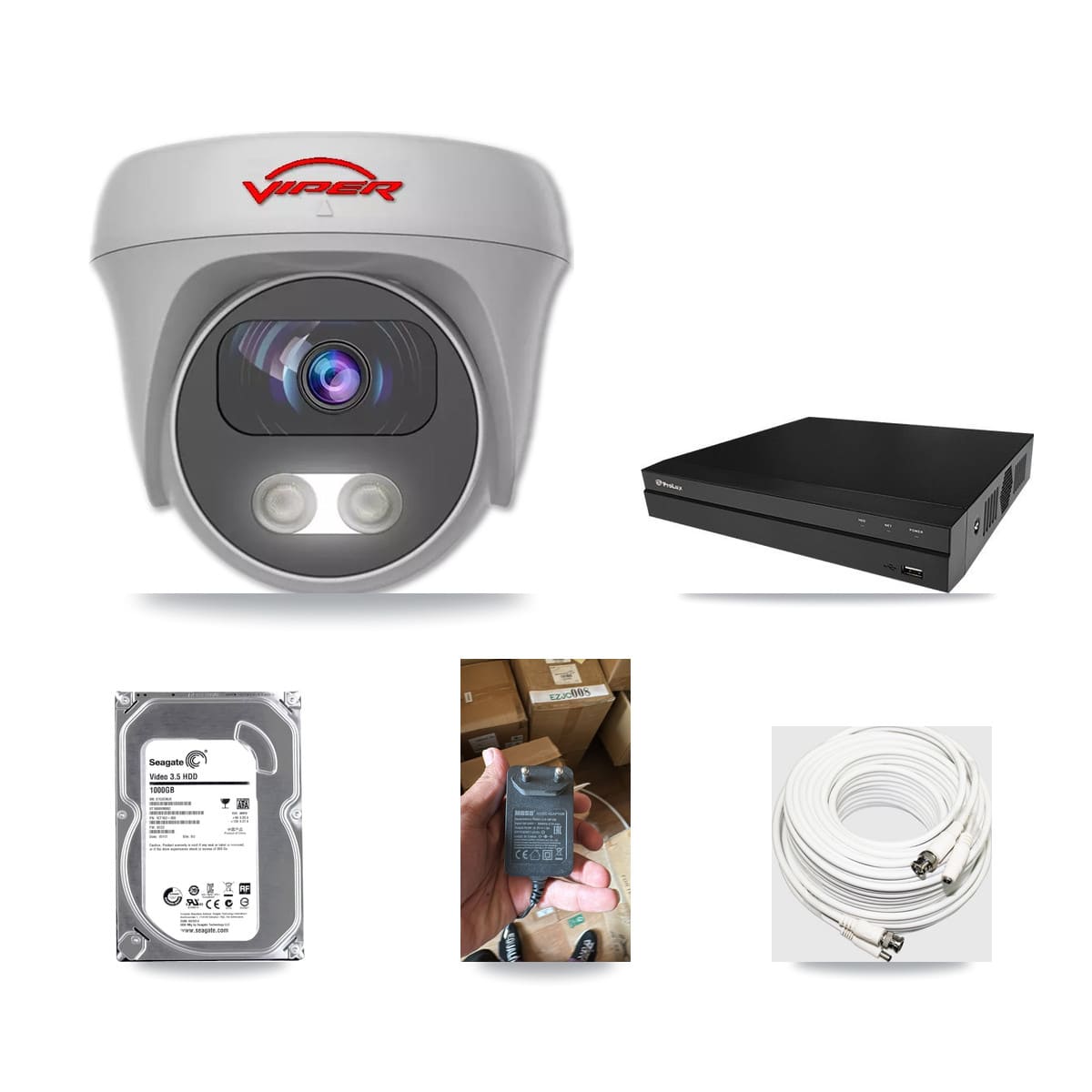 Prolux 8-channel CCTV kit: 1 camera (1× 5MP Camera), 1TB hard drive