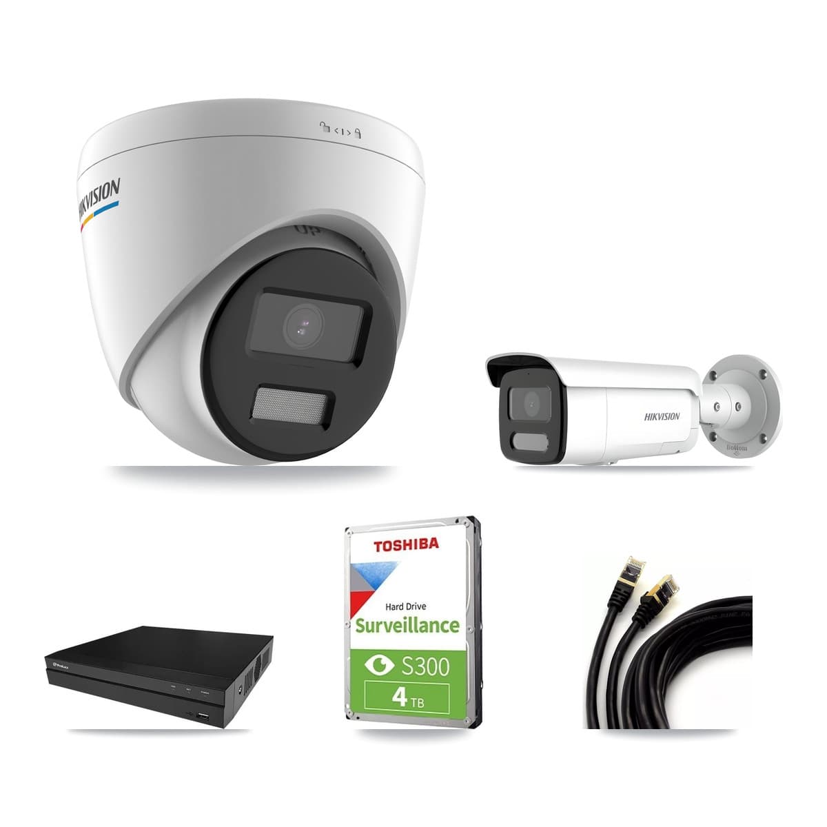 Hikvision & Prolux 8-Channel 2MP – 4MP CCTV Kit — 2 2MP Turret + 2 4MP Bullet Cameras + 4TB Recording - Image 1