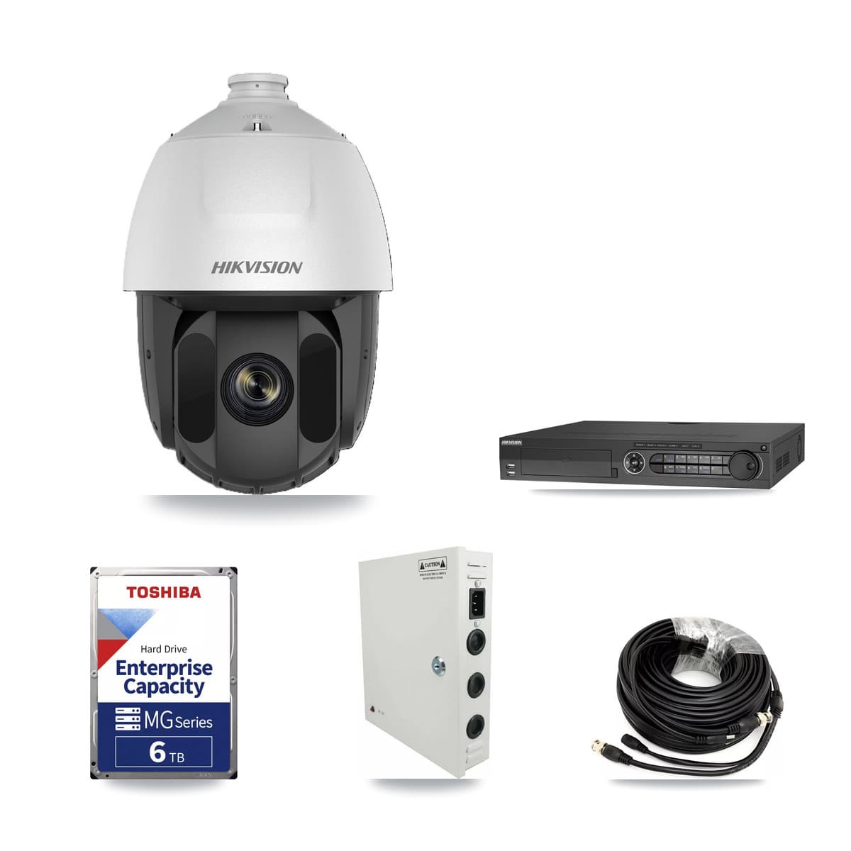 Hikvision 32-Channel 2MP CCTV Kit — 20 DS-2AE5225TI PTZ Cameras + 2× 6TB Recording - Image 1