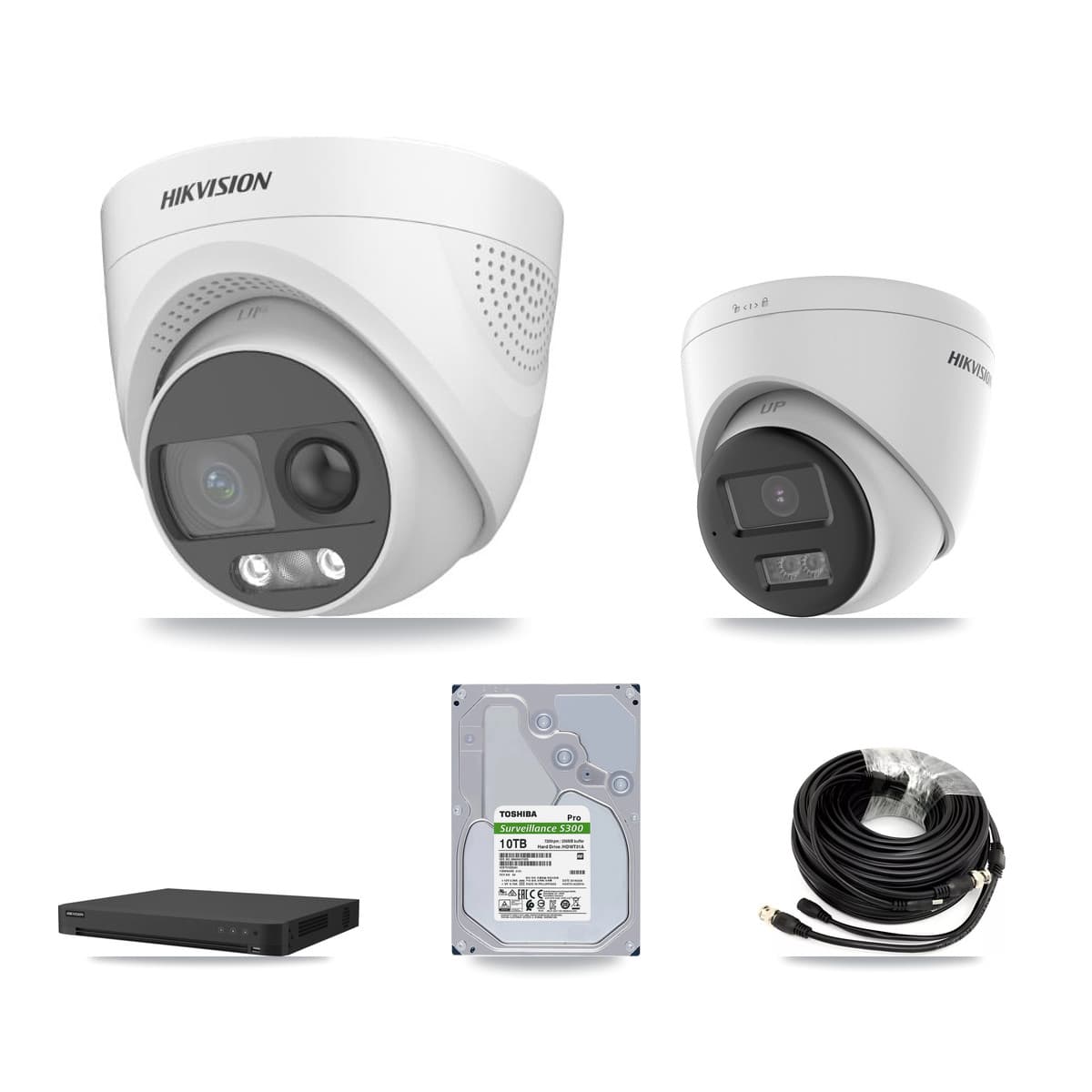 Hikvision 32-Channel 5MP CCTV Kit — 4 DS-2CE72KF3T + 4 DS-2CE78K0T Turret Cameras + 10TB Recording (IDS-7232HQHI Recorder) - Image 1