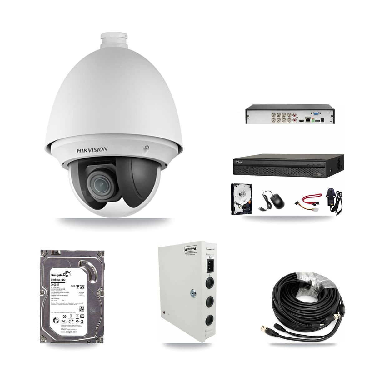 Hikvision & Dahua 8-Channel 2MP CCTV Kit — 3 PTZ Cameras + 2TB Recording (XVR-3108AD Recorder)