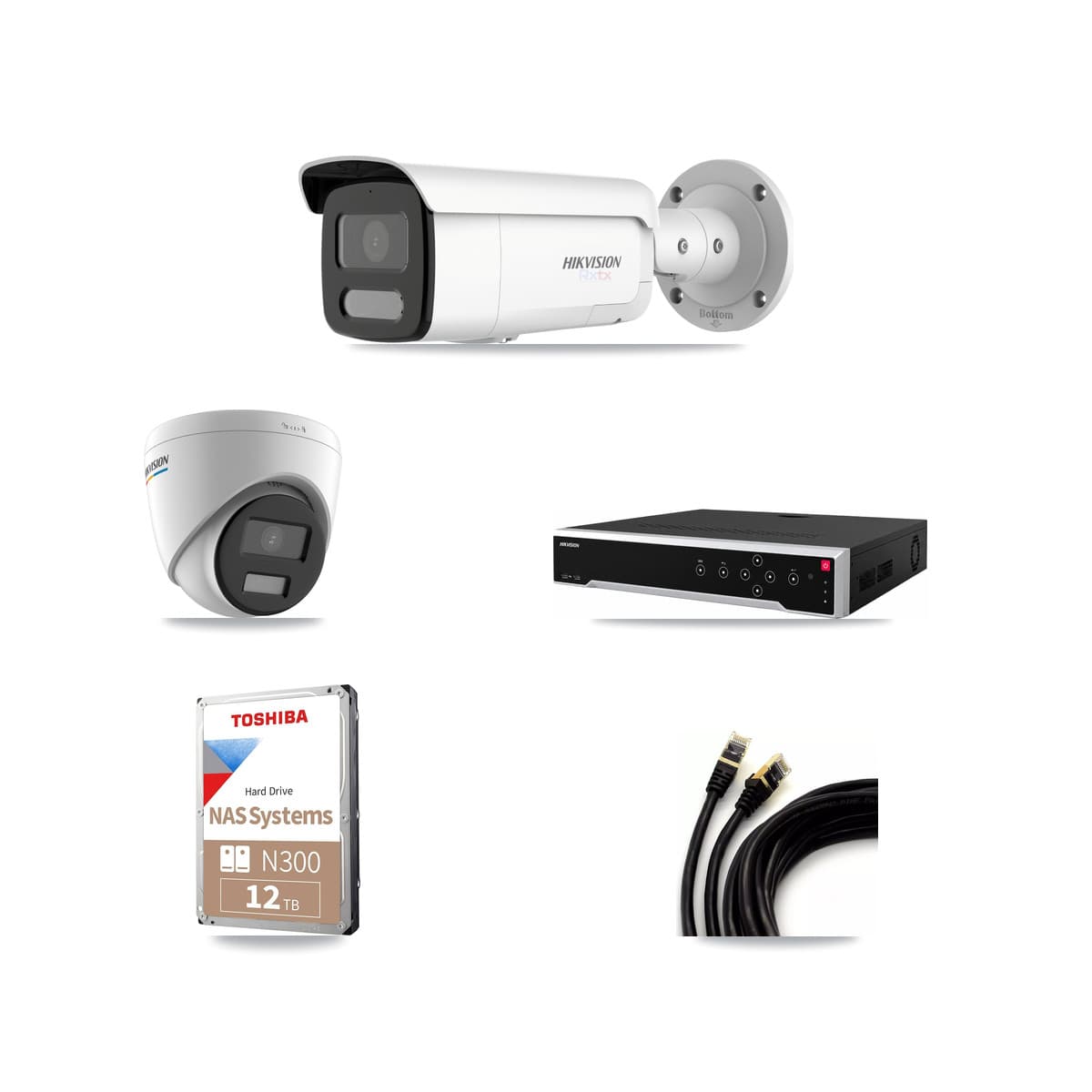 Hikvision 32-Channel 2MP – 4K CCTV Kit — 3 2MP Turret + 8 4K Bullet Cameras + 2× 12TB Recording