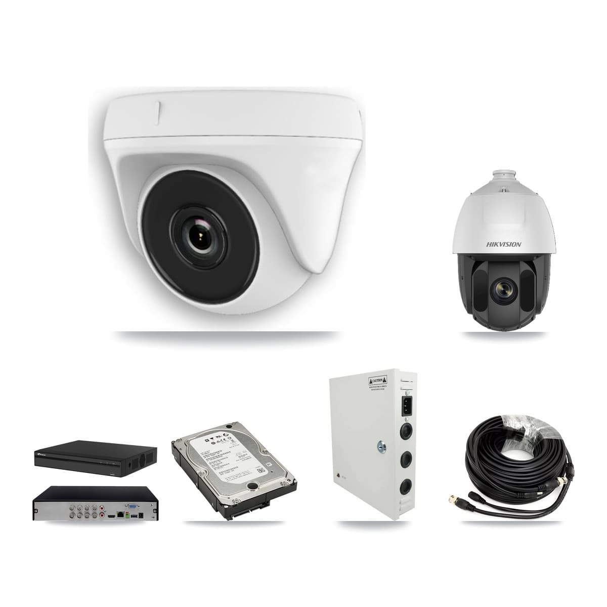 Hikvision & Prolux 8-Channel 2MP CCTV Kit — 1 PTZ + 6 White Dome Cameras + 5TB Recording (PXD-5108HS Recorder) - Image 1