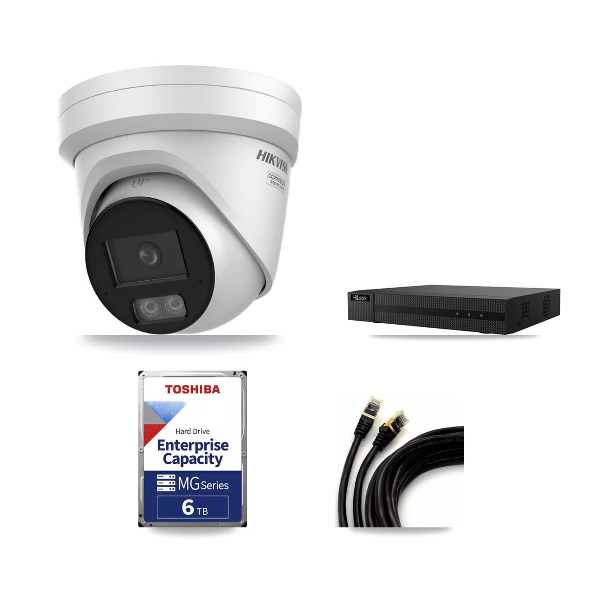 Hikvision & HiLook 8-Channel 4K CCTV Kit — 3 DS-2CD2387G3 Turret Cameras + 6TB Recording