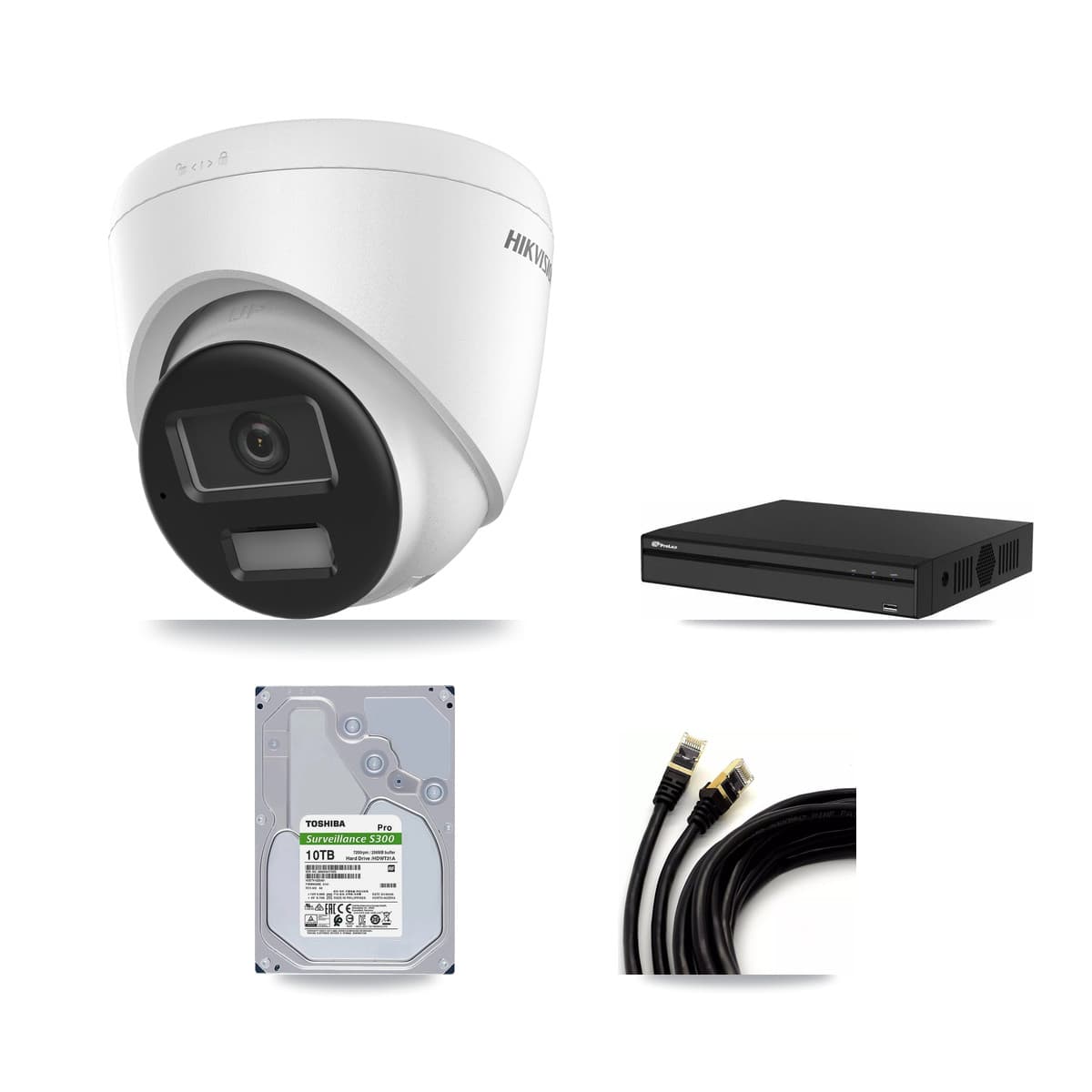 Hikvision & Prolux 4-Channel 4K CCTV Kit — 4 DS-2CD1383G2-LIU Turret Cameras + 10TB Recording (PXN-2104HS-4P-4K Recorder) - Image 1
