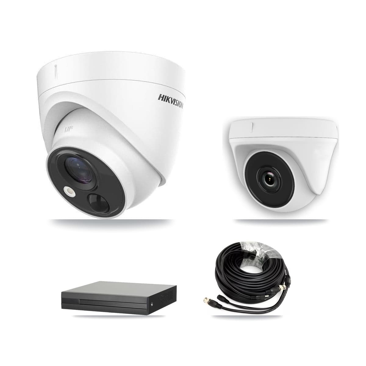 Hikvision 8-Channel 2MP – 5MP CCTV Kit — 4 DS-2CE71H0T 5MP Turret + 4 White HDT-2MP-N20W 2MP Dome Cameras + 8TB Recording (XVR-3108HS Recorder)