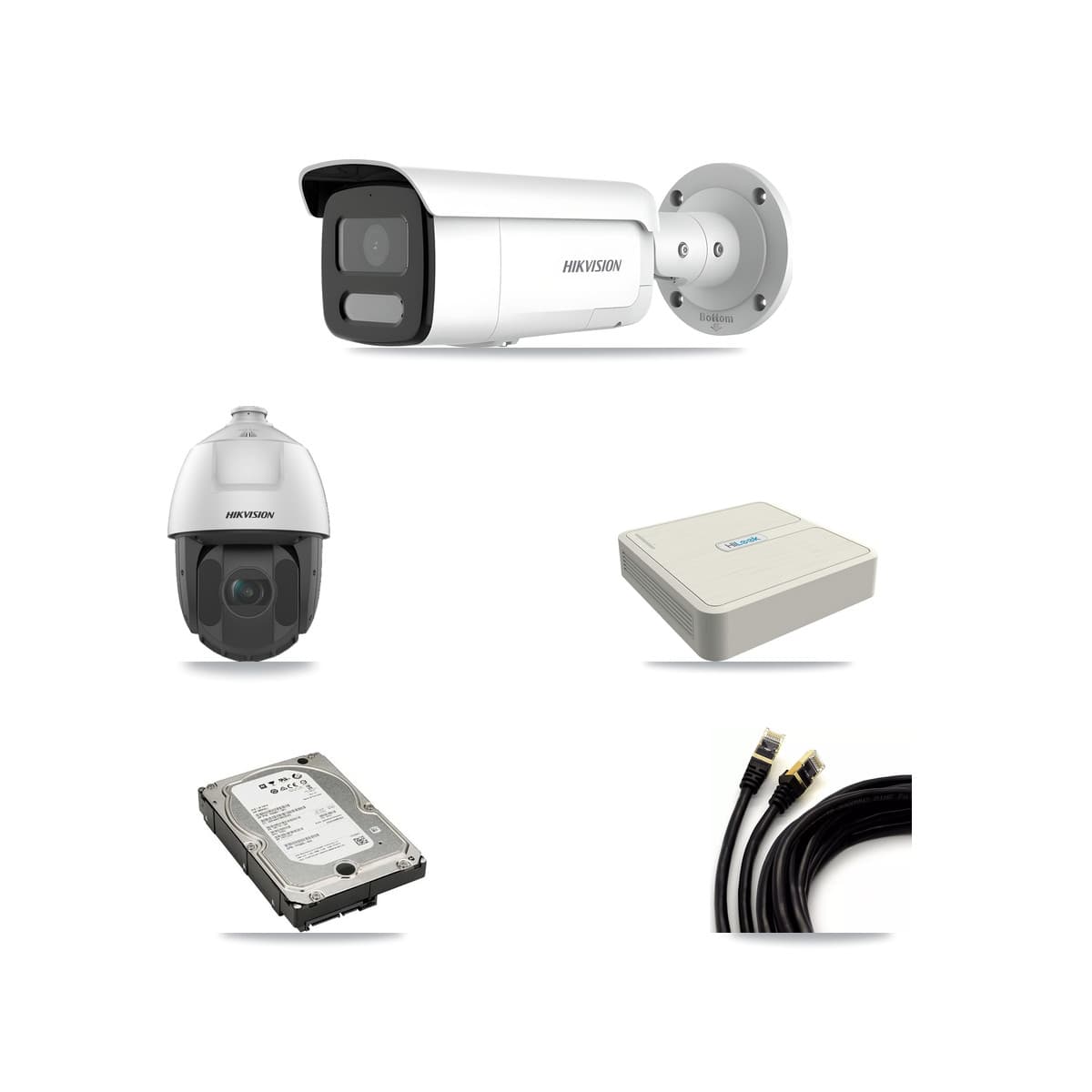 Hikvision & HiLook 8-Channel 2MP – 4MP CCTV Kit — 3 4MP Bullet + 1 2MP PTZ Cameras + 5TB Recording (NVR-108H-D Recorder) - Image 1