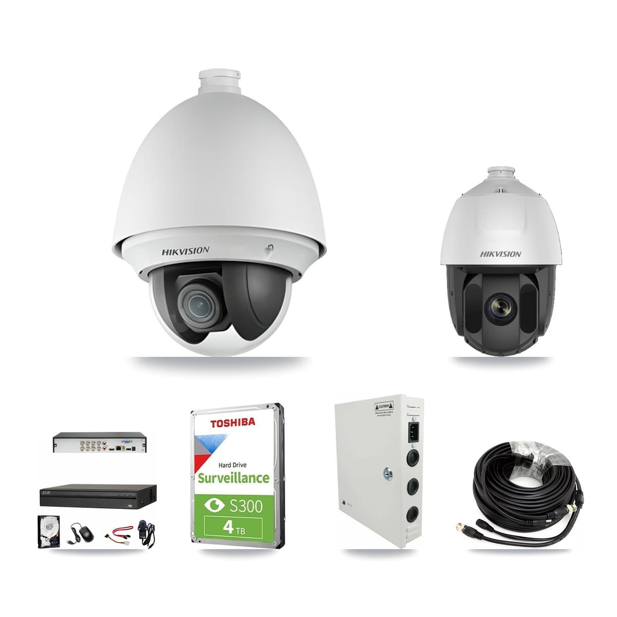 Hikvision & Dahua 8-Channel 2MP CCTV Kit — 3 DS-2AE4225T + 1 DS-2AE5225TI PTZ Cameras + 4TB Recording (XVR-3108AD Recorder) - Image 1
