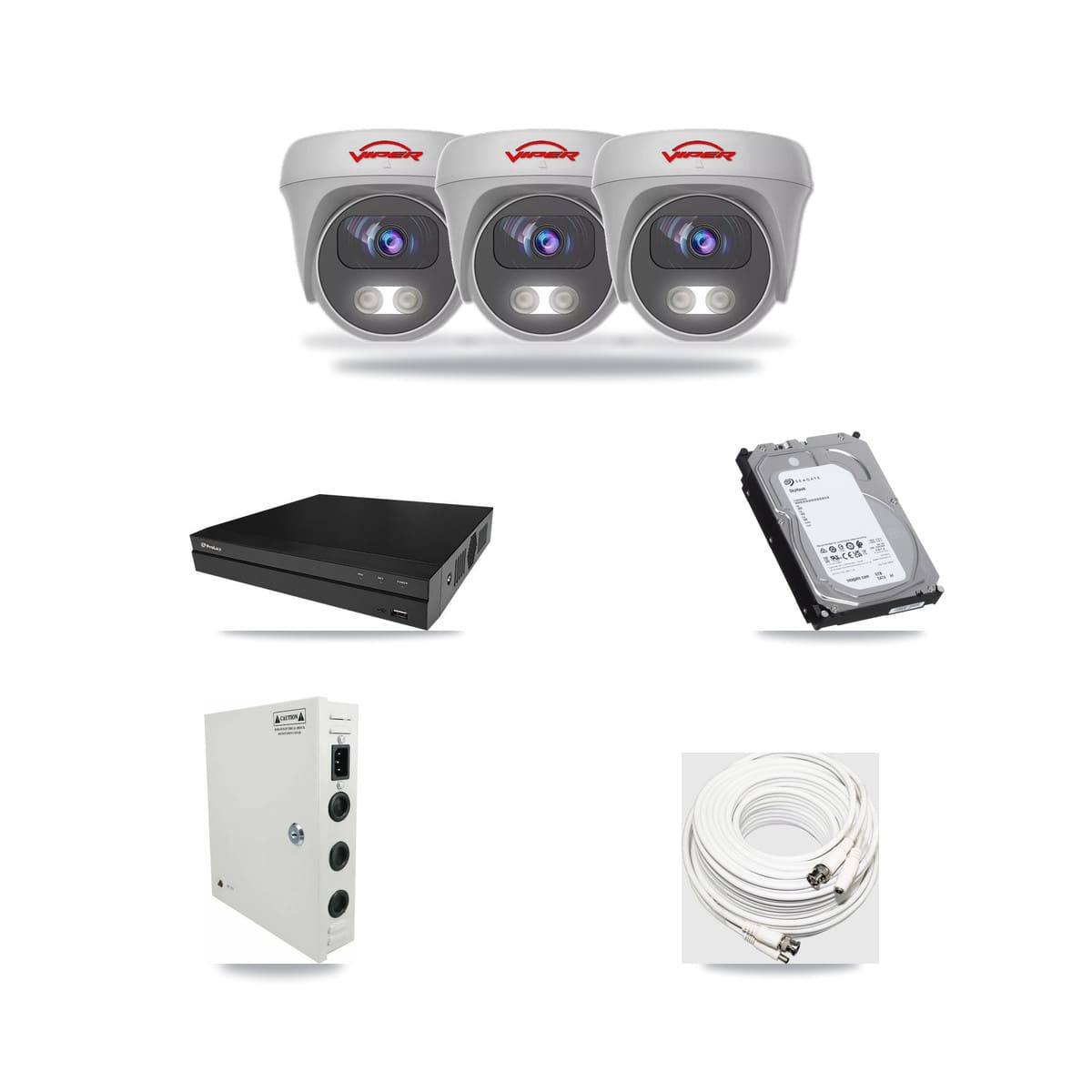 Prolux 8-channel CCTV kit: 3 cameras (3× 5MP Camera), 6TB hard drive