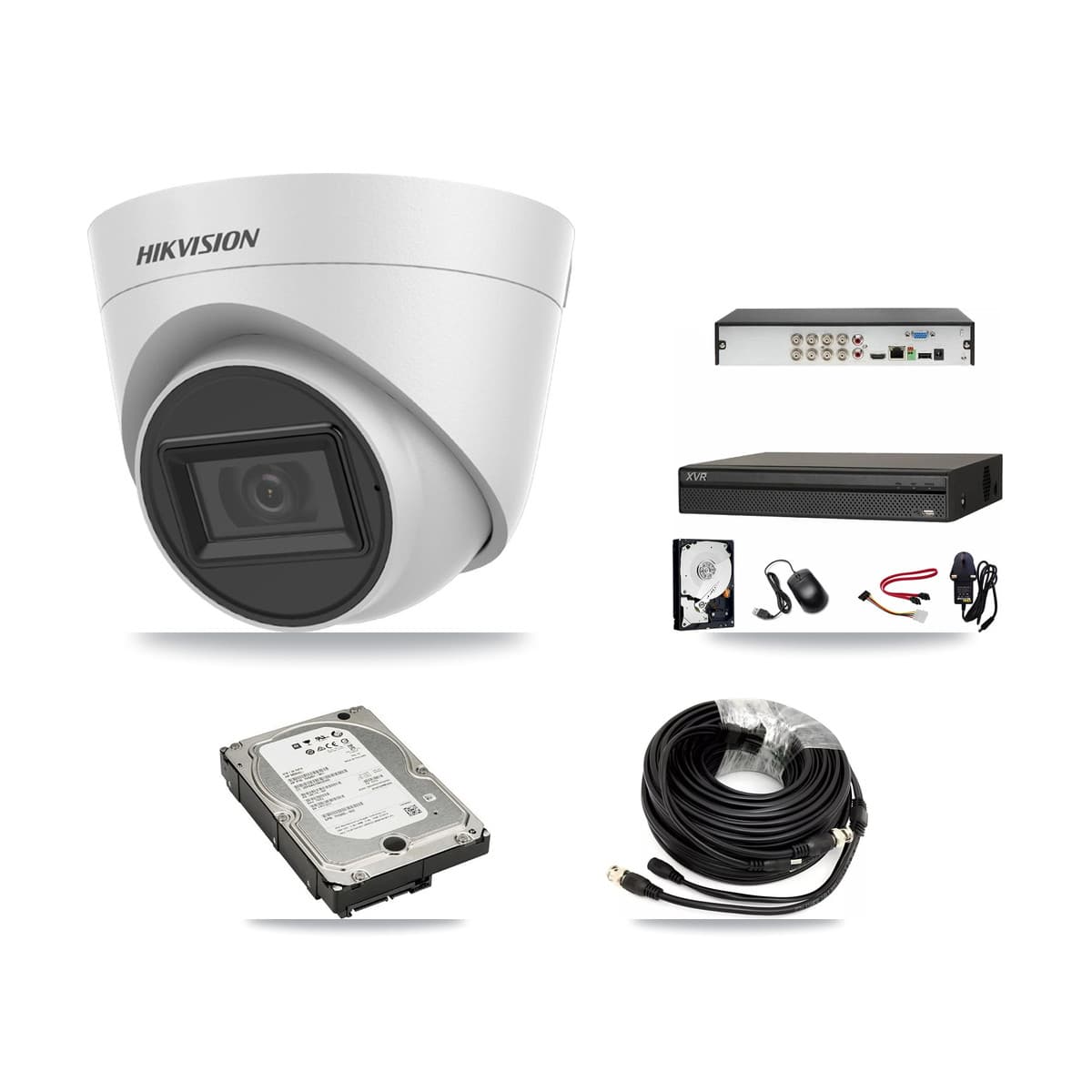 Hikvision & Dahua 8-Channel 5MP CCTV Kit — 4 White Turret Cameras + 5TB Recording (XVR-3108AD Recorder) - Image 1