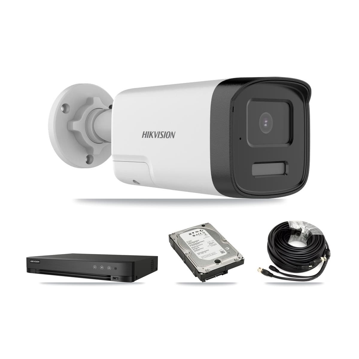 Hikvision 4-Channel 5MP CCTV Kit — 3 DS-2CE17K0T Bullet Cameras + 5TB Recording (IDS-7204HUHI Recorder) - Image 1