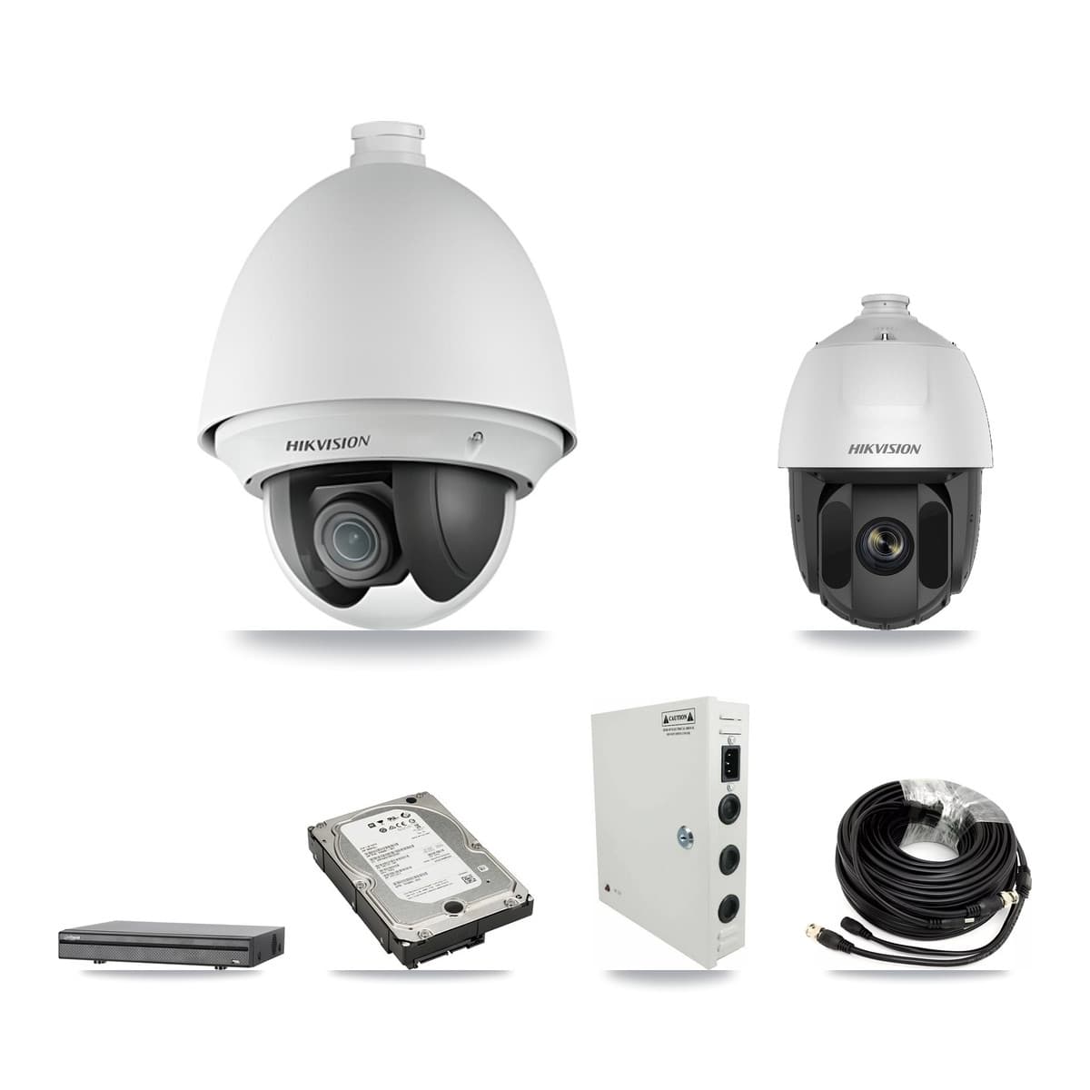 Hikvision & Dahua 8-Channel 2MP CCTV Kit — 6 DS-2AE4225T + 1 DS-2AE5225TI PTZ Cameras + 5TB Recording (DH-XVR5108H Recorder)