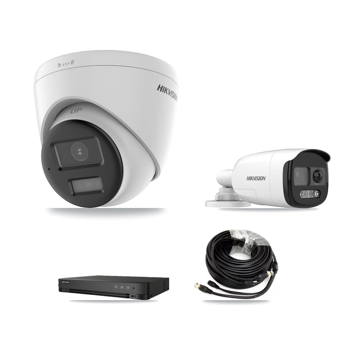 Hikvision 8-Channel 5MP CCTV Kit — 2 DS-2CE12KF3T-PIRXO Bullet + 4 DS-2CE78K0T-LPTS Turret Cameras + 8TB Recording (IDS-7208HQHI-M1/XT Recorder) - Image 1