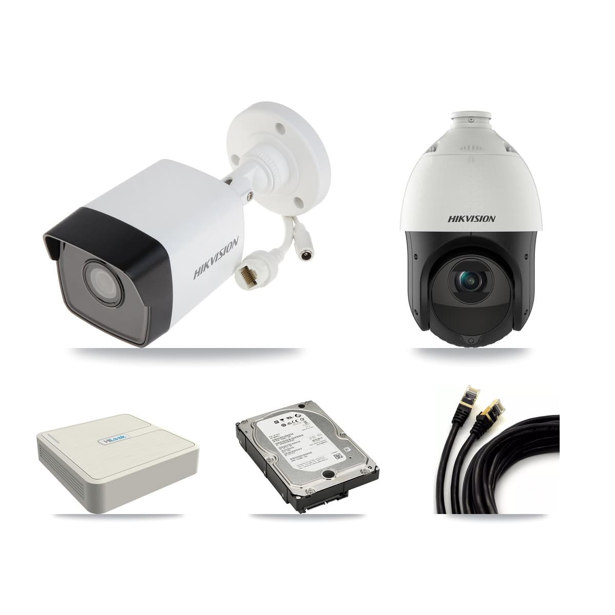 Hikvision & HiLook 8-Channel 4MP – 5MP CCTV Kit — 3 5MP Bullet + 1 4MP PTZ Cameras + 5TB Recording (NVR-108H-D Recorder) - Image 1