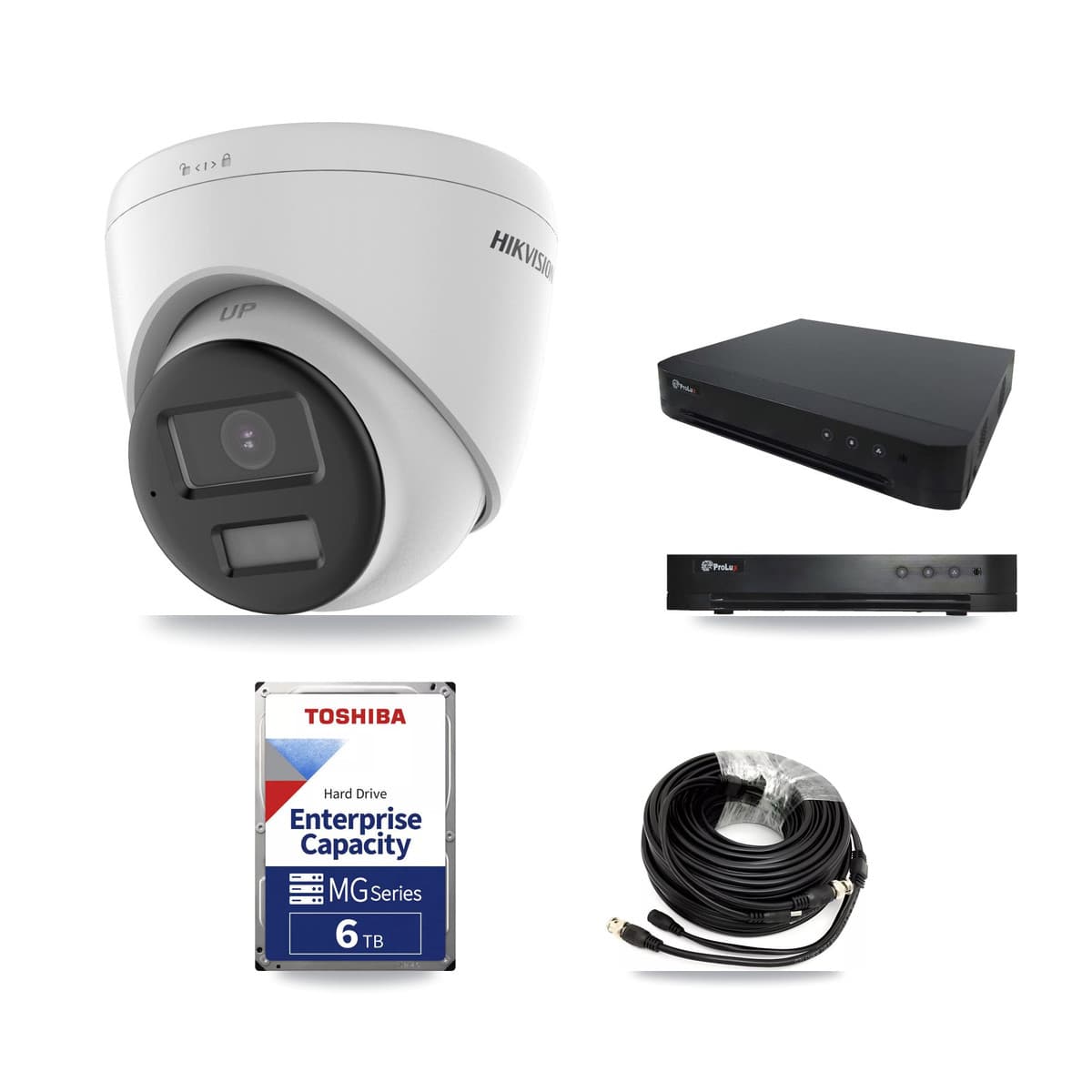 Hikvision & Prolux 16-Channel 5MP CCTV Kit — 5 DS-2CE78K0T-LPTS Turret Cameras + 6TB Recording (PXD-8216-HYK4MP Recorder) - Image 1