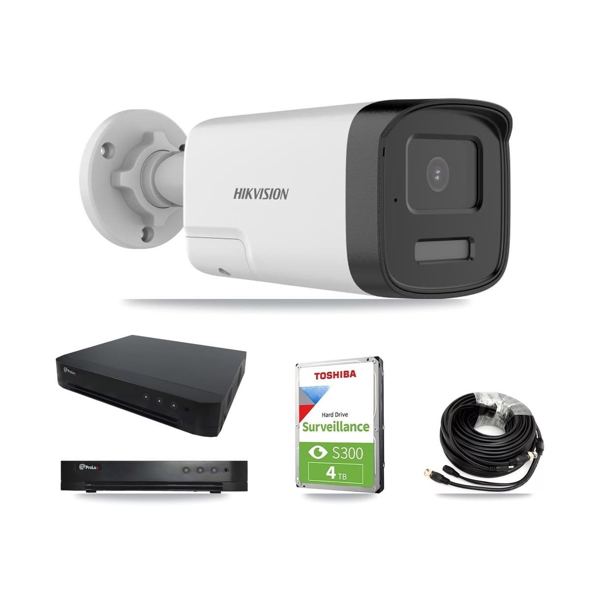 Hikvision & Prolux 16-Channel 5MP CCTV Kit — 3 DS-2CE17K0T Bullet Cameras + 4TB Recording - Image 1