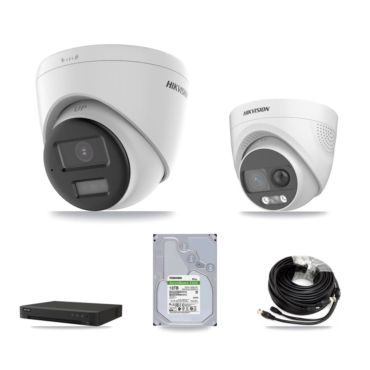 Hikvision 16-Channel 5MP CCTV Kit — 2 DS-2CE72KF3T-PIRXO + 6 DS-2CE78K0T-LPTS Turret Cameras + 10TB Recording (IDS-7216HQHI-M1/XT Recorder) - Image 1