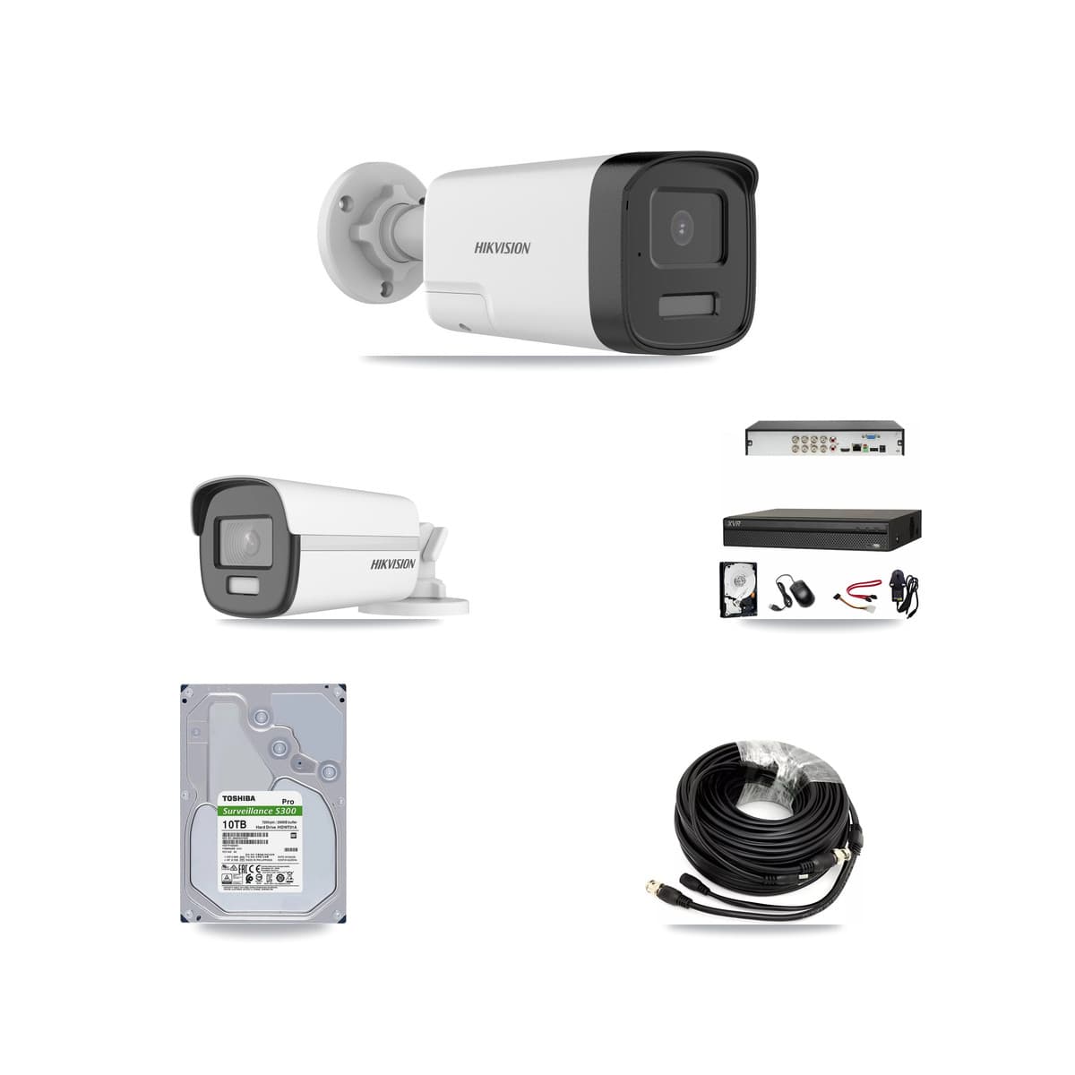 Hikvision & Dahua 8-Channel 5MP – 4K CCTV Kit — 1 4K + 7 5MP Bullet Cameras + 10TB Recording (XVR-3108AD Recorder)