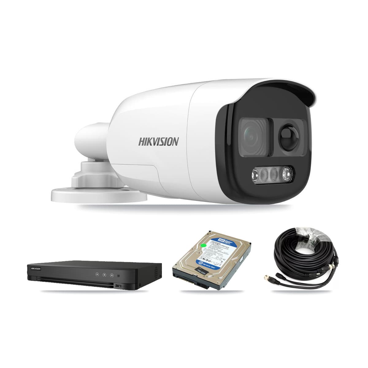 Hikvision 8-Channel 5MP CCTV Kit — 1 DS-2CE12KF3T Bullet Camera + 500GB Recording (IDS-7208HQHI Recorder)