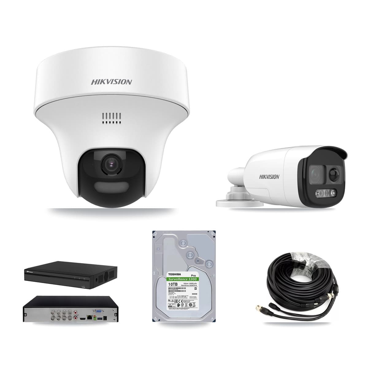 Hikvision & Prolux 8-Channel 5MP CCTV Kit — 1 Bullet + 6 Turret Cameras + 10TB Recording