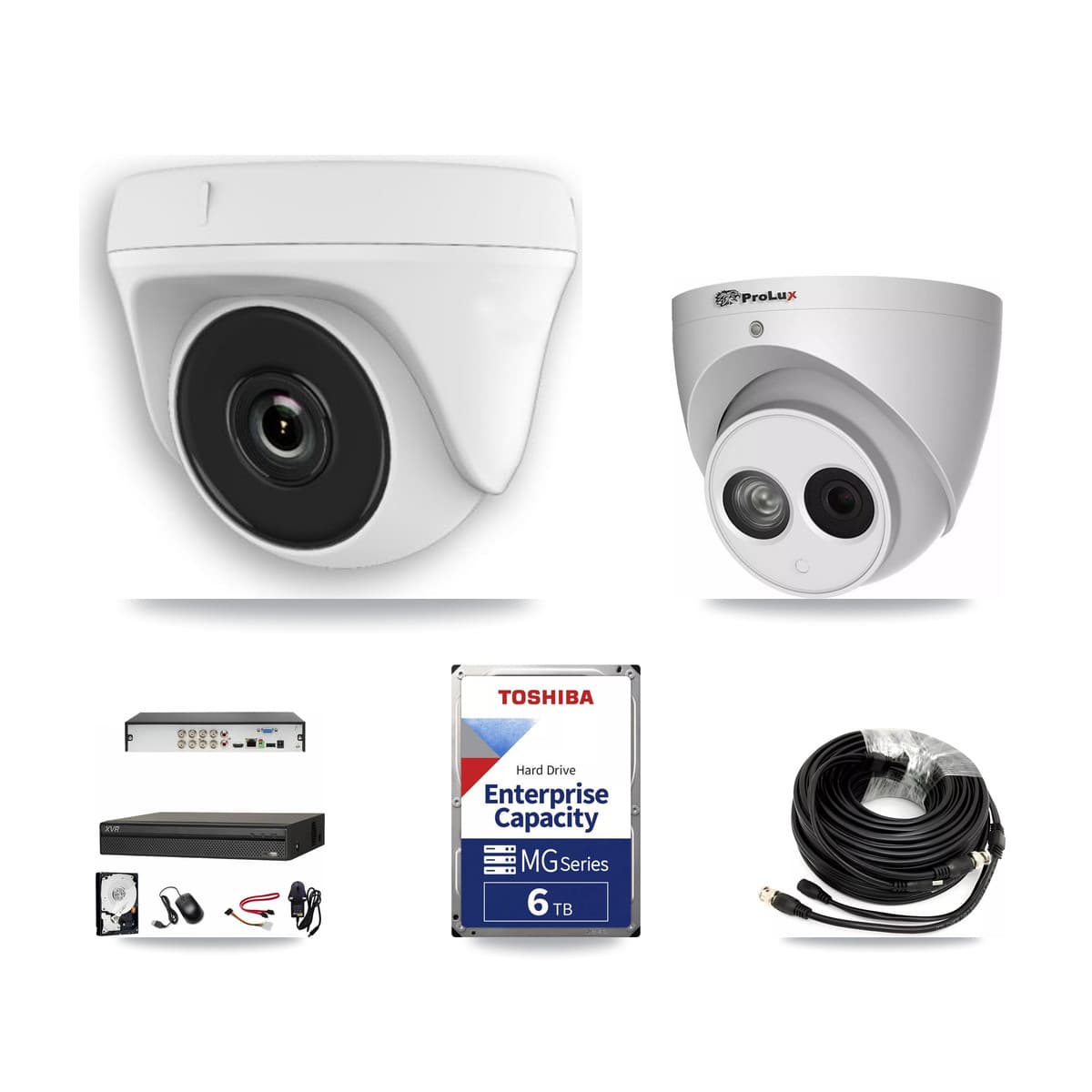 Prolux & Dahua 8-Channel 2MP – 4MP CCTV Kit — 7 White 2MP Dome + 1 4MP Turret Cameras + 6TB Recording (XVR-3108AD Recorder) - Image 1
