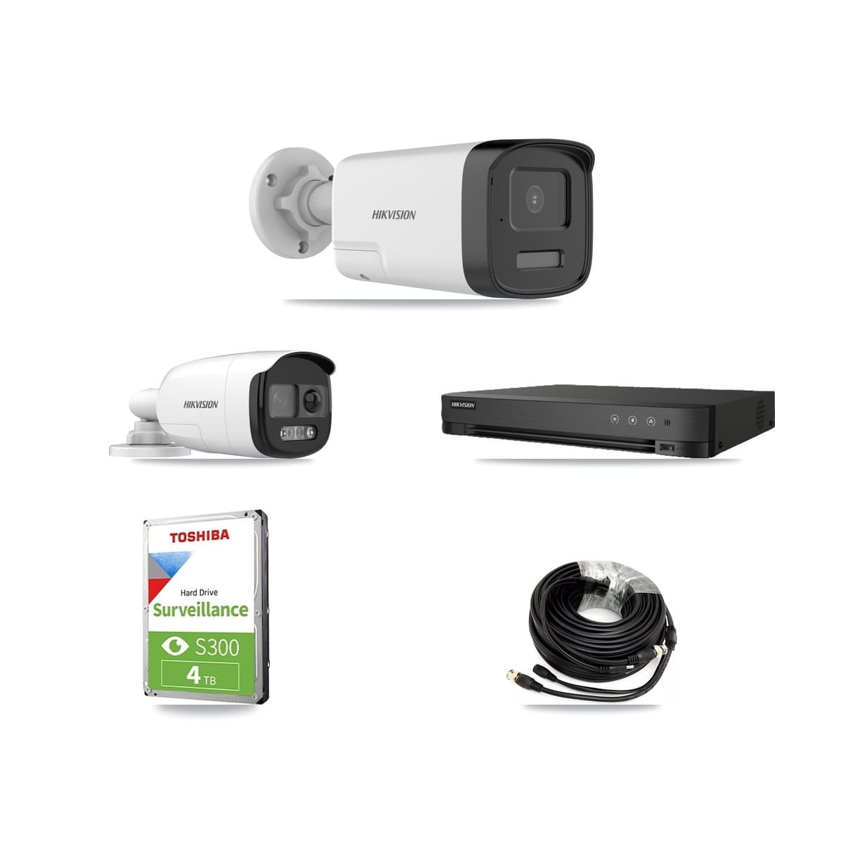 Hikvision 8-Channel 5MP CCTV Kit — 1 DS-2CE12KF3T-PIRXO + 2 DS-2CE17K0T-LXTS Bullet Cameras + 4TB Recording (IDS-7208HUHI-M1/E Recorder) - Image 1